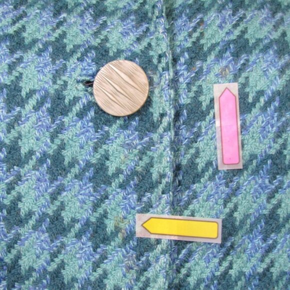 VTG 60s Houndstooth M L Plaid Wool Tweed Mod Academia Preppy Car Coat Classic - Picture 12 of 13